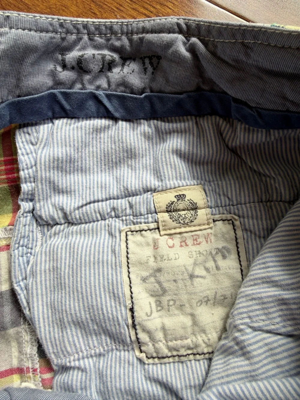 J Crew Y2K Madras Cargo Shorts 100% Cotton Mens 33